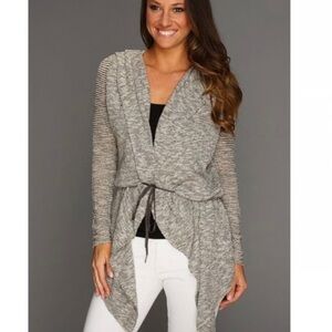 Free People Women’s Lightweight Sweater Tie Waist Hooded Cardigan Size M Boho